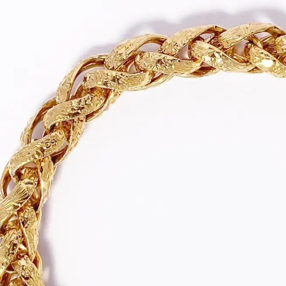 Vintage Givenchy Gold Plated Byzantine Rope Chain Logo Claps Runway Bracelet - Picture 3 of 14